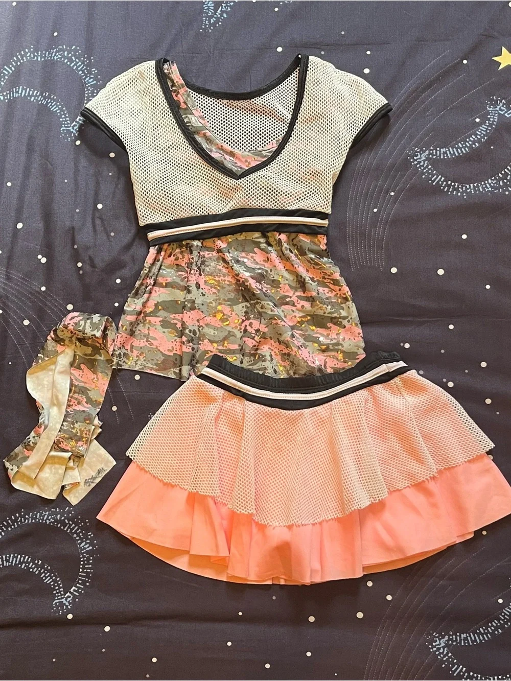 Girls Sz 7/8 hip hop kpop cheerleader Halloween Dance costume skort crop